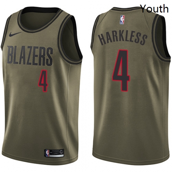 Youth Nike Portland Trail Blazers 4 Moe Harkless Swingman Green Salute to Service NBA Jersey Youth Nike Portland Trail Blazers 4 Moe Harkless Swingman Green Salute to Service NBA Jersey