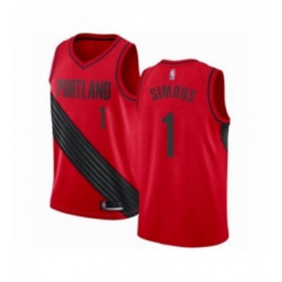 Youth Portland Trail Blazers 1 Anfernee Simons Swingman Red Basketball Jersey Statement Edition 