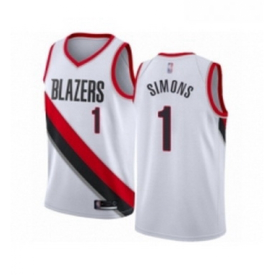 Youth Portland Trail Blazers 1 Anfernee Simons Swingman White Basketball Jersey Association Edition Youth Portland Trail Blazers 1 Anfernee Simons Swingman White Basketball Jersey Association Edition