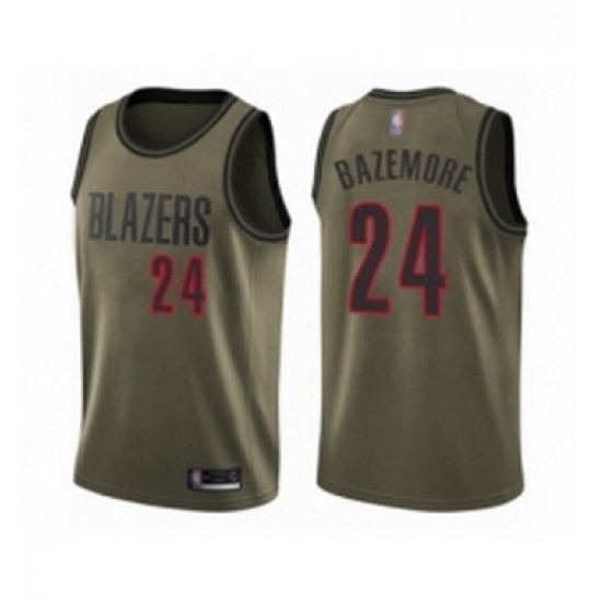 Youth Portland Trail Blazers 24 Kent Bazemore Swingman Green Salute to Service Basketball Jersey Youth Portland Trail Blazers 24 Kent Bazemore Swingman Green Salute to Service Basketball Jersey