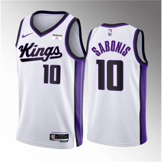 Men Sacramento Kings 10 Domantas Sabonis White 2023 24 Association Edition Swingman Stitched Basketball Jersey Men Sacramento Kings 10 Domantas Sabonis White 2023 24 Association Edition Swingman Stitched Basketball Jersey