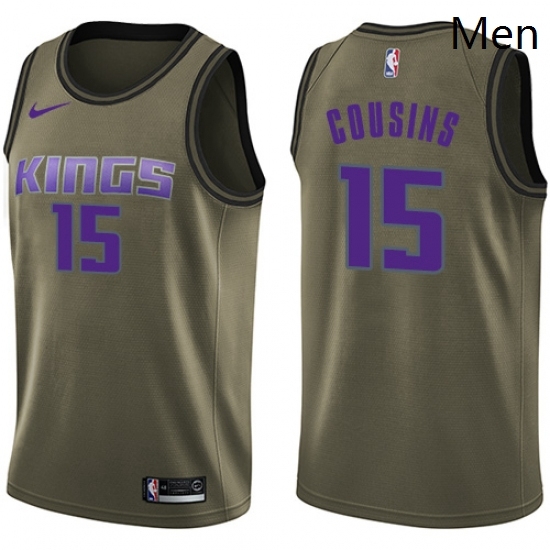 Mens Nike Sacramento Kings 15 DeMarcus Cousins Swingman Green Salute to Service NBA Jersey Mens Nike Sacramento Kings 15 DeMarcus Cousins Swingman Green Salute to Service NBA Jersey