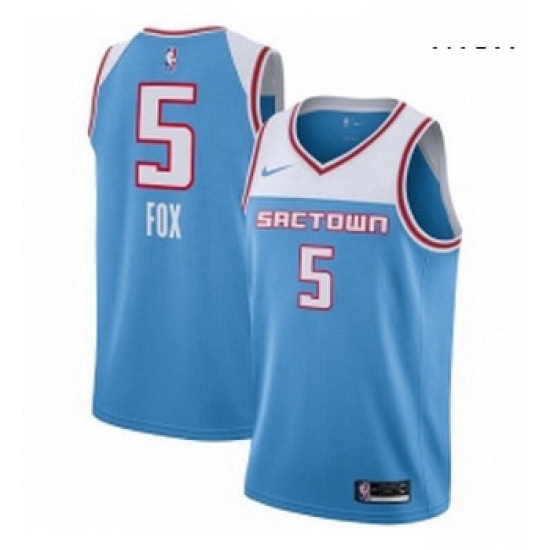 Mens Nike Sacramento Kings 5 DeAaron Fox Swingman Blue NBA Jersey 2018 19 City Edition Mens Nike Sacramento Kings 5 DeAaron Fox Swingman Blue NBA Jersey 2018 19 City Edition