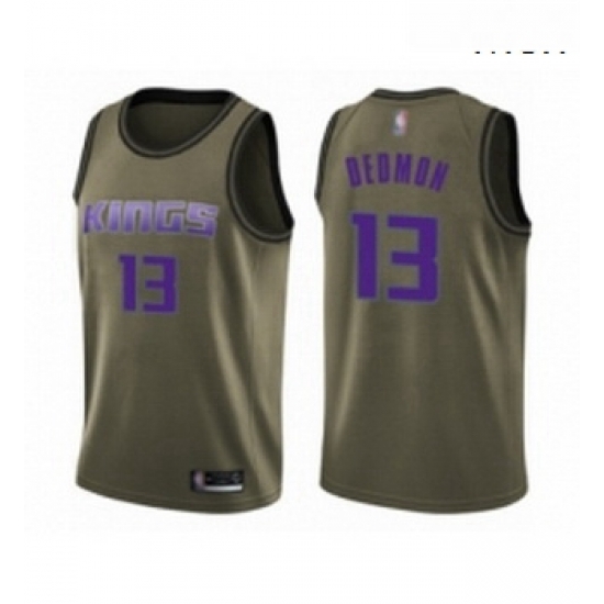 Mens Sacramento Kings 13 Dewayne Dedmon Swingman Green Salute to Service Basketball Jersey 