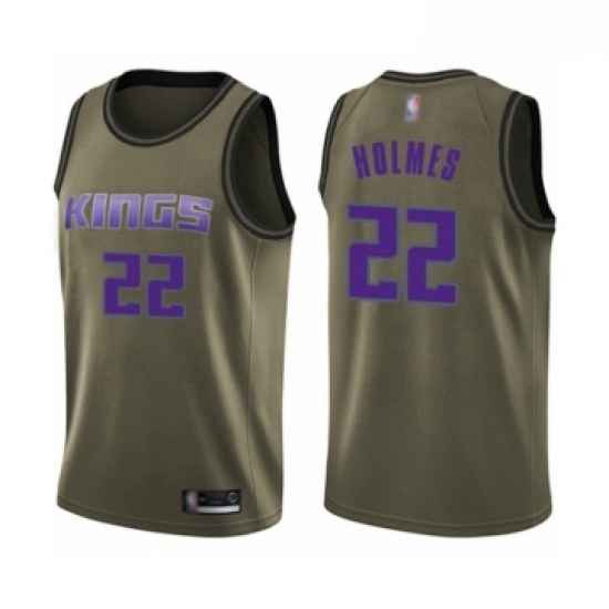 Mens Sacramento Kings 22 Richaun Holmes Swingman Green Salute to Service Basketball Jersey Mens Sacramento Kings 22 Richaun Holmes Swingman Green Salute to Service Basketball Jersey