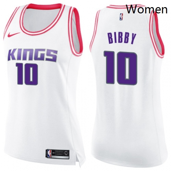 Womens Nike Sacramento Kings 10 Mike Bibby Swingman WhitePink Fashion NBA Jersey Womens Nike Sacramento Kings 10 Mike Bibby Swingman WhitePink Fashion NBA Jersey