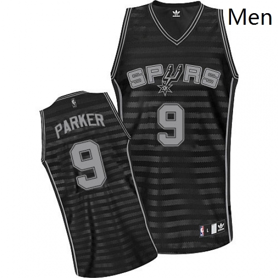 Mens Adidas San Antonio Spurs 9 Tony Parker Authentic BlackGrey Groove NBA Jersey Mens Adidas San Antonio Spurs 9 Tony Parker Authentic BlackGrey Groove NBA Jersey