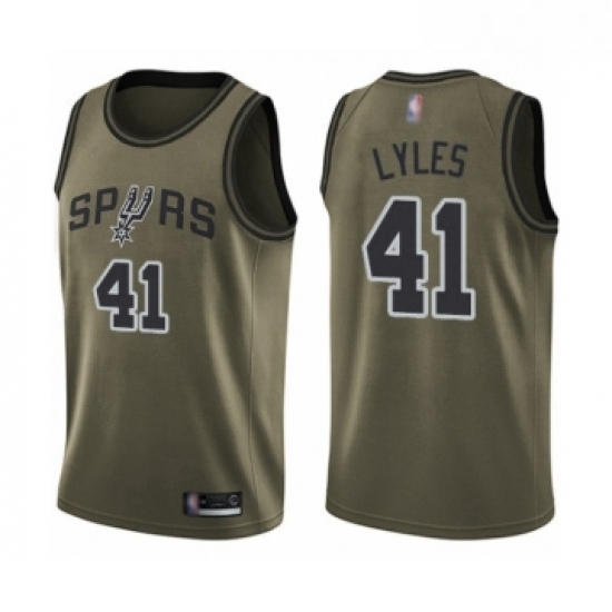 Mens San Antonio Spurs 41 Trey Lyles Swingman Green Salute to Service Basketball Jersey Mens San Antonio Spurs 41 Trey Lyles Swingman Green Salute to Service Basketball Jersey