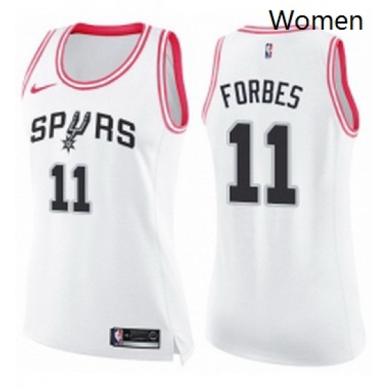 Womens Nike San Antonio Spurs 11 Bryn Forbes Swingman White Pink Fashion NBA Jersey Womens Nike San Antonio Spurs 11 Bryn Forbes Swingman White Pink Fashion NBA Jersey