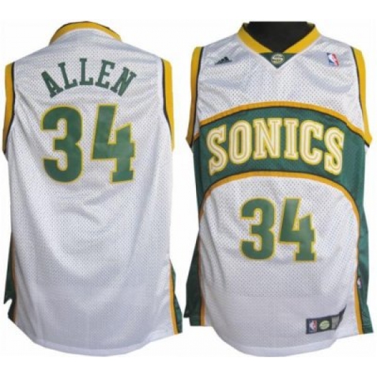 Seattle Supersonics 34 Ray Allen Soul Swingman Home White Jersey Seattle Supersonics 34 Ray Allen Soul Swingman Home White Jersey