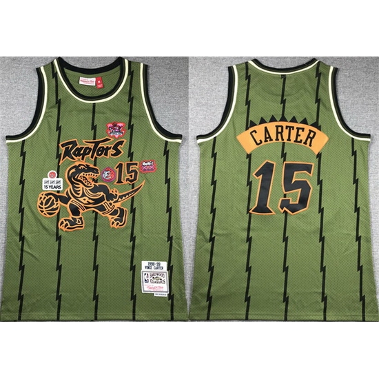 Men Toronto Raptors 15 Vince Carter Green 1998 99 Throwback Stitched Jersey
