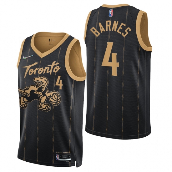 Men's Toronto Raptors #4 Scottie Barnes 2021-22 75th Anniversary City Edition Black Swingman Jersey Men's Toronto Raptors #4 Scottie Barnes 2021-22 75th Anniversary City Edition Black Swingman Jersey