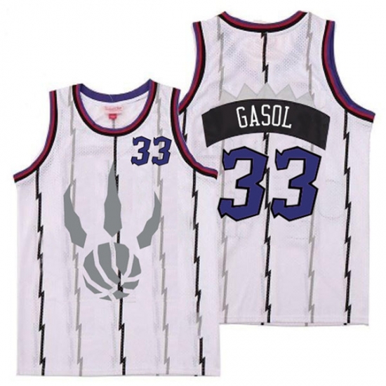 Raptors 33 Marc Gasol White Gray Logo Retro Jersey 6 Raptors 33 Marc Gasol White Gray Logo Retro Jersey 6