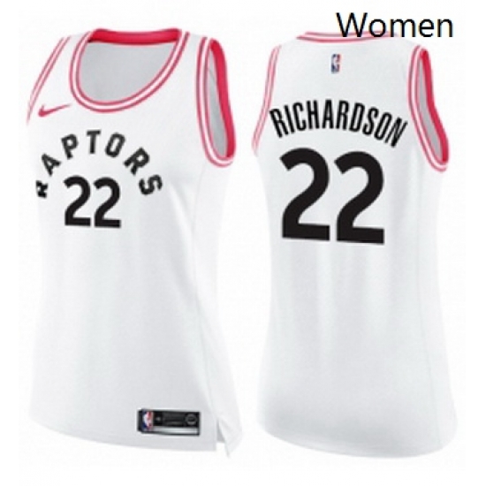 Womens Nike Toronto Raptors 22 Malachi Richardson Swingman WhitePink Fashion NBA Jersey Womens Nike Toronto Raptors 22 Malachi Richardson Swingman WhitePink Fashion NBA Jersey