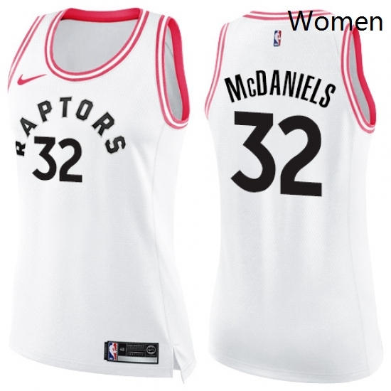 Womens Nike Toronto Raptors 32 KJ McDaniels Swingman WhitePink Fashion NBA Jersey Womens Nike Toronto Raptors 32 KJ McDaniels Swingman WhitePink Fashion NBA Jersey