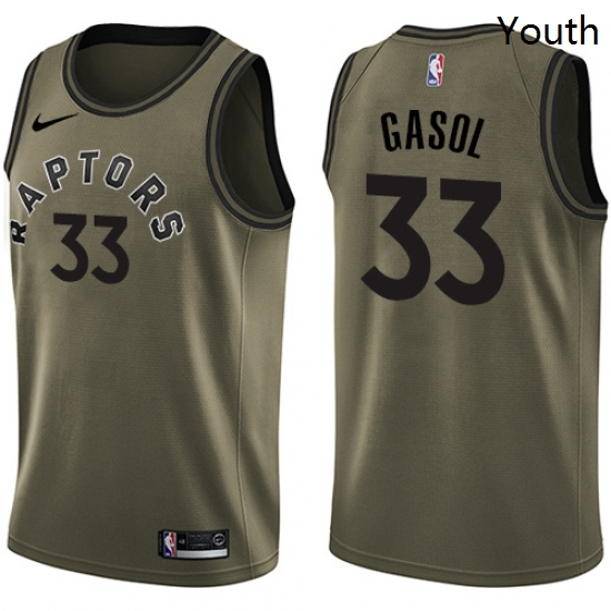 Youth Nike Toronto Raptors 33 Marc Gasol Green Salute to Service NBA Swingman Jersey Youth Nike Toronto Raptors 33 Marc Gasol Green Salute to Service NBA Swingman Jersey