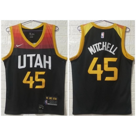 Men Utah Jazz 45 Donovan Mitchell Black 2020 21 City Edition Nike Swingman Jersey Men Utah Jazz 45 Donovan Mitchell Black 2020 21 City Edition Nike Swingman Jersey