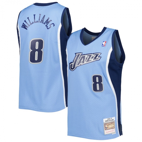 Men Utah Jazz 8 Deron Williams Blue 2001 02 Hardwood Classics Swingman Basketball Jersey Men Utah Jazz 8 Deron Williams Blue 2001 02 Hardwood Classics Swingman Basketball Jersey