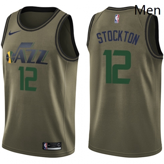 Mens Nike Utah Jazz 12 John Stockton Swingman Green Salute to Service NBA Jersey Mens Nike Utah Jazz 12 John Stockton Swingman Green Salute to Service NBA Jersey