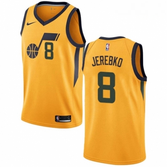 Mens Nike Utah Jazz 8 Jonas Jerebko Authentic Gold NBA Jersey Statement Edition Mens Nike Utah Jazz 8 Jonas Jerebko Authentic Gold NBA Jersey Statement Edition
