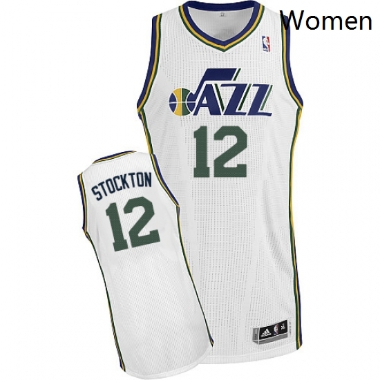 Womens Adidas Utah Jazz 12 John Stockton Authentic White Home NBA Jersey Womens Adidas Utah Jazz 12 John Stockton Authentic White Home NBA Jersey