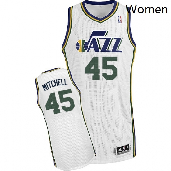 Womens Adidas Utah Jazz 45 Donovan Mitchell Authentic White Home NBA Jersey Womens Adidas Utah Jazz 45 Donovan Mitchell Authentic White Home NBA Jersey
