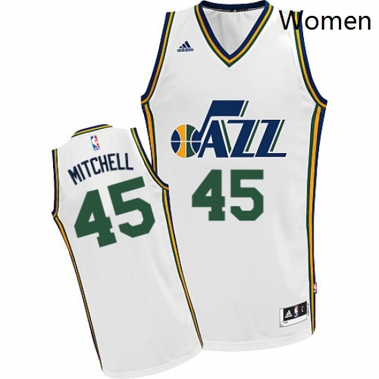 Womens Adidas Utah Jazz 45 Donovan Mitchell Swingman White Home NBA Jersey Womens Adidas Utah Jazz 45 Donovan Mitchell Swingman White Home NBA Jersey