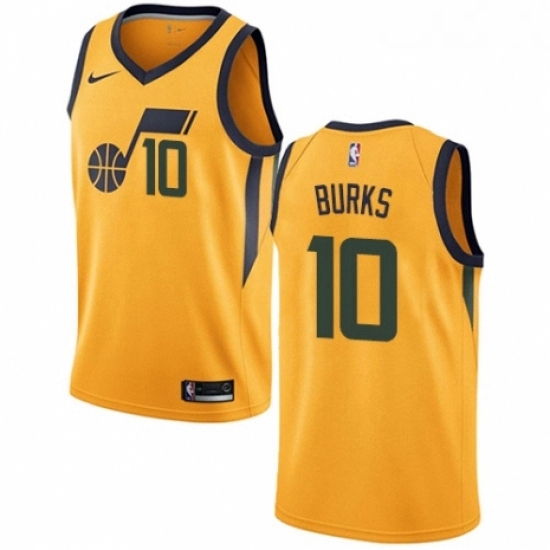 Womens Nike Utah Jazz 10 Alec Burks Swingman Gold NBA Jersey Statement Edition Womens Nike Utah Jazz 10 Alec Burks Swingman Gold NBA Jersey Statement Edition