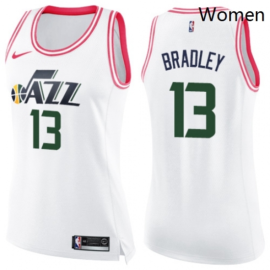 Womens Nike Utah Jazz 13 Tony Bradley Swingman WhitePink Fashion NBA Jersey Womens Nike Utah Jazz 13 Tony Bradley Swingman WhitePink Fashion NBA Jersey