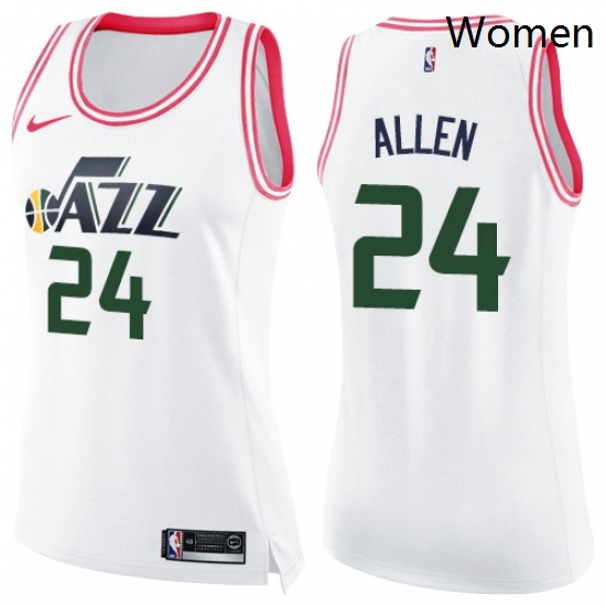 Womens Nike Utah Jazz 24 Grayson Allen Swingman White Pink Fashion NBA Jersey Womens Nike Utah Jazz 24 Grayson Allen Swingman White Pink Fashion NBA Jersey