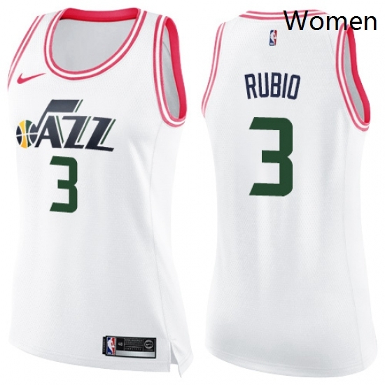Womens Nike Utah Jazz 3 Ricky Rubio Swingman WhitePink Fashion NBA Jersey Womens Nike Utah Jazz 3 Ricky Rubio Swingman WhitePink Fashion NBA Jersey