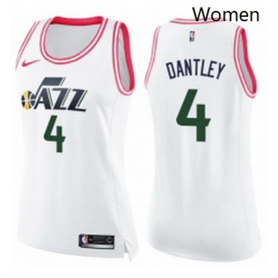Womens Nike Utah Jazz 4 Adrian Dantley Swingman WhitePink Fashion NBA Jersey Womens Nike Utah Jazz 4 Adrian Dantley Swingman WhitePink Fashion NBA Jersey