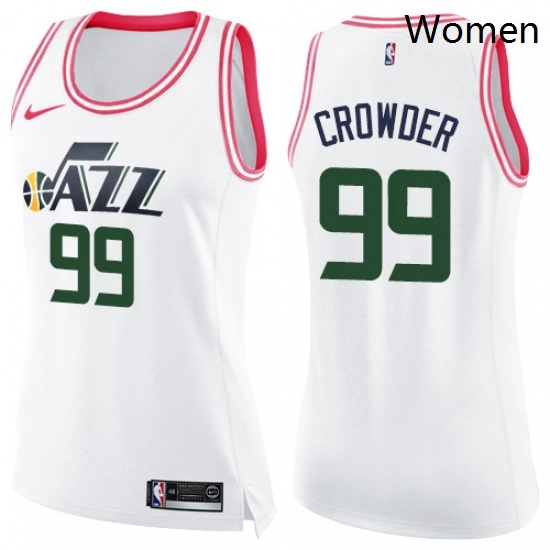 Womens Nike Utah Jazz 99 Jae Crowder Swingman WhitePink Fashion NBA Jersey Womens Nike Utah Jazz 99 Jae Crowder Swingman WhitePink Fashion NBA Jersey