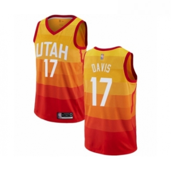 Womens Utah Jazz 17 Ed Davis Swingman Orange Basketball Jersey City Edition Womens Utah Jazz 17 Ed Davis Swingman Orange Basketball Jersey City Edition