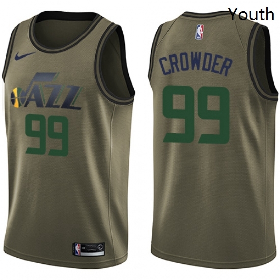 Youth Nike Utah Jazz 99 Jae Crowder Swingman Green Salute to Service NBA Jersey Youth Nike Utah Jazz 99 Jae Crowder Swingman Green Salute to Service NBA Jersey
