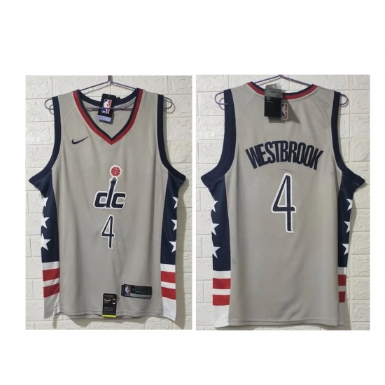 Men Washington Wizards 4 Russell Westbrook NEW Grey 2021 City Edition NBA Swingman Jersey Men Washington Wizards 4 Russell Westbrook NEW Grey 2021 City Edition NBA Swingman Jersey
