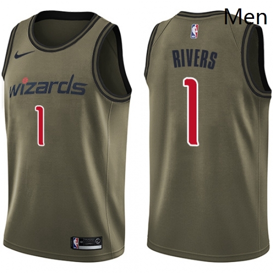 Mens Nike Washington Wizards 1 Austin Rivers Swingman Green Salute to Service NBA Jersey Mens Nike Washington Wizards 1 Austin Rivers Swingman Green Salute to Service NBA Jersey