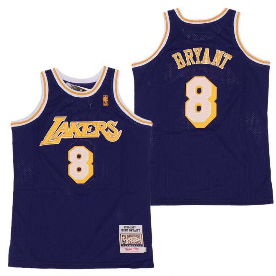 Men Lakers 8 Kobe Bryant Purple Throwback Stitched NBA Jersey Men Lakers 8 Kobe Bryant Purple Throwback Stitched NBA Jersey