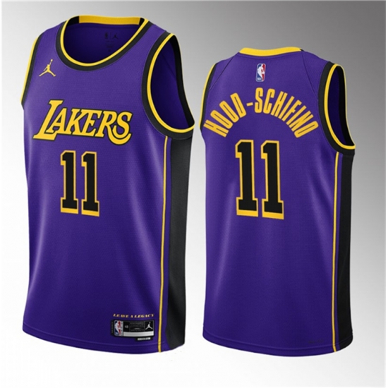Men Los Angeles Lakers 11 Jalen Hood Schifino Purple 2023 Draft Statement Edition Stitched Basketball Jersey Men Los Angeles Lakers 11 Jalen Hood Schifino Purple 2023 Draft Statement Edition Stitched Basketball Jersey