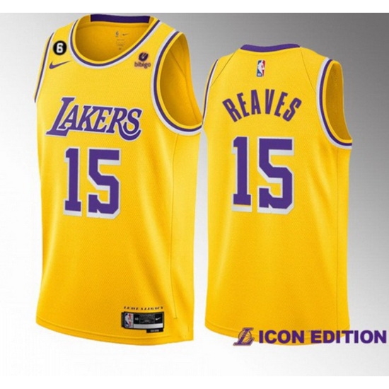 Men Los Angeles Lakers 15 Austin Reaves Yellow Edition With NO 6 Patch Stitched Basketball Jersey 001 Men Los Angeles Lakers 15 Austin Reaves Yellow Edition With NO 6 Patch Stitched Basketball Jersey 001
