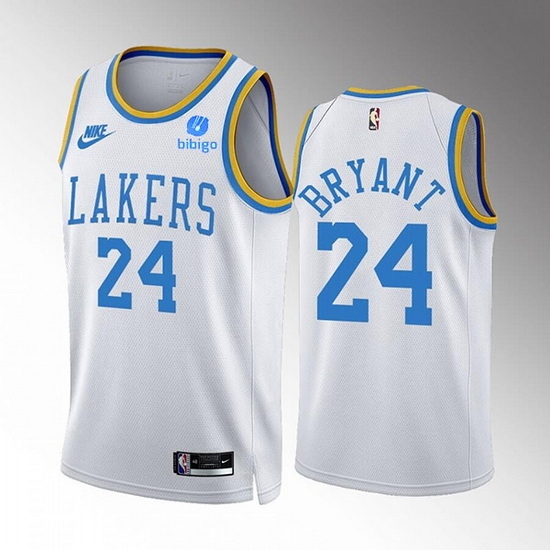 Men Los Angeles Lakers 24 Kobe Bryant 2022 23 White Classic Edition Stitched Basketball Jersey Men Los Angeles Lakers 24 Kobe Bryant 2022 23 White Classic Edition Stitched Basketball Jersey