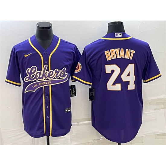 Men Los Angeles Lakers 24 Kobe Bryant Purple Cool Base Stitched Baseball Jersey Men Los Angeles Lakers 24 Kobe Bryant Purple Cool Base Stitched Baseball Jersey