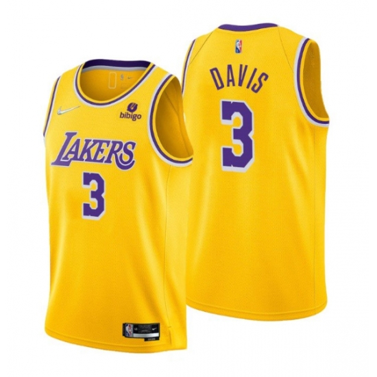 Men Los Angeles Lakers 3 Anthony Davis Yellow 75th Anniversary Stitched Jersey Men Los Angeles Lakers 3 Anthony Davis Yellow 75th Anniversary Stitched Jersey