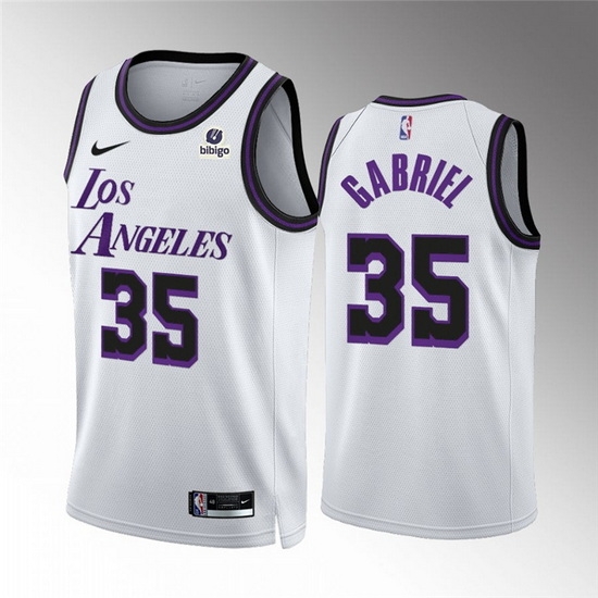Men Los Angeles Lakers 35 Wenyen Gabriel White City Edition Stitched Basketball Jersey Men Los Angeles Lakers 35 Wenyen Gabriel White City Edition Stitched Basketball Jersey