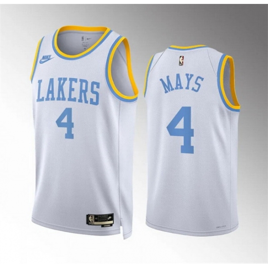 Men Los Angeles Lakers 4 Skylar Mays White Classic Edition Stitched Basketball Jersey Men Los Angeles Lakers 4 Skylar Mays White Classic Edition Stitched Basketball Jersey
