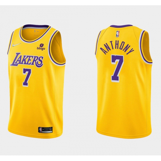 Men Los Angeles Lakers 7 Carmelo Anthony Bibigo Yellow Stitched Basketball Jersey Men Los Angeles Lakers 7 Carmelo Anthony Bibigo Yellow Stitched Basketball Jersey