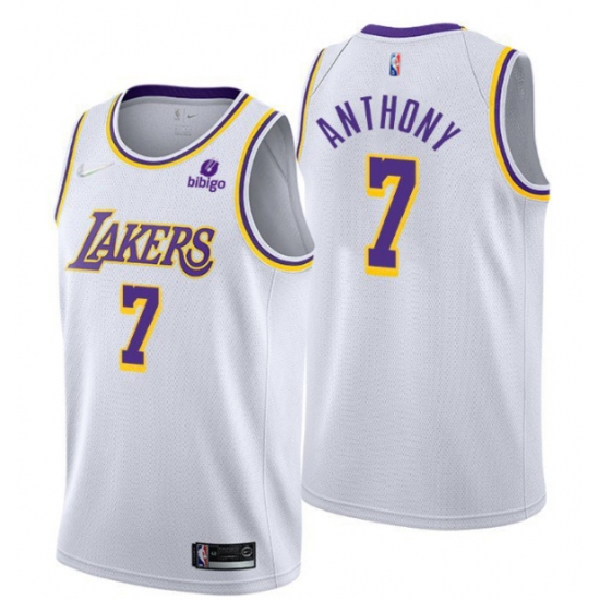 Men Los Angeles Lakers 7 Carmelo Anthony White 75th Anniversary Stitched Basketball Jersey Men Los Angeles Lakers 7 Carmelo Anthony White 75th Anniversary Stitched Basketball Jersey