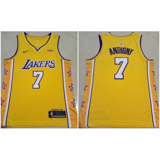 Men Los Angeles Lakers 7 Carmelo Anthony Yellow Stitched Basketball Jersey Men Los Angeles Lakers 7 Carmelo Anthony Yellow Stitched Basketball Jersey