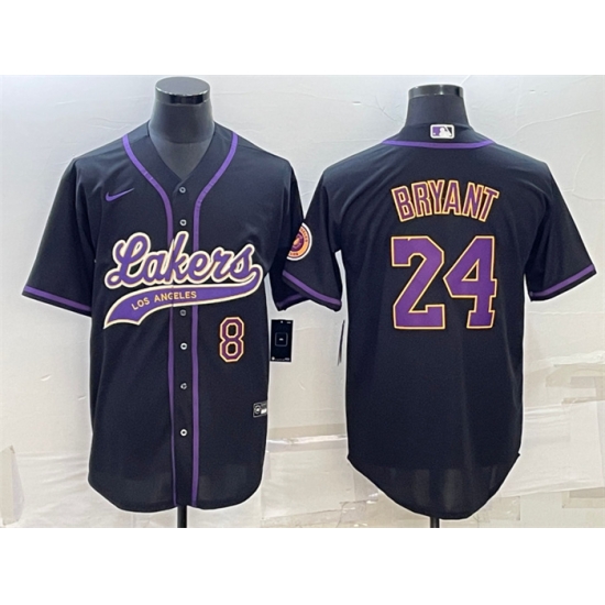 Men Los Angeles Lakers Front 8 Back 24 Kobe Bryant Black Cool Base Stitched Baseball Jersey Men Los Angeles Lakers Front 8 Back 24 Kobe Bryant Black Cool Base Stitched Baseball Jersey