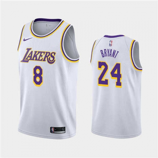 Men Los Angeles Lakers Kobe Bryant 8 24 Either Number White Stitched NBA Jersey Men Los Angeles Lakers Kobe Bryant 8 24 Either Number White Stitched NBA Jersey